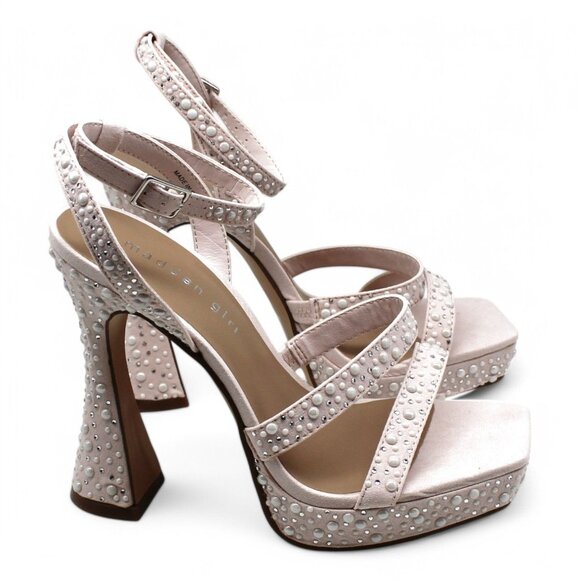 Madden Girl Womens Pink Padded Embellished 1 Platform Adjustable Strap Ankle Str - Picture 3 of 7